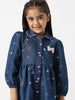Nautinati Girls' Denim Shirt Dress With Puff Sleeves