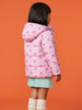 Nautinati Girls Regular Fit Hooded Hearts Printed Puffer Jacket with Front Zip