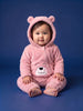 Nautinati Baby Girls Regular Fit Hooded Bear Fur Sleepsuit with Front Zip
