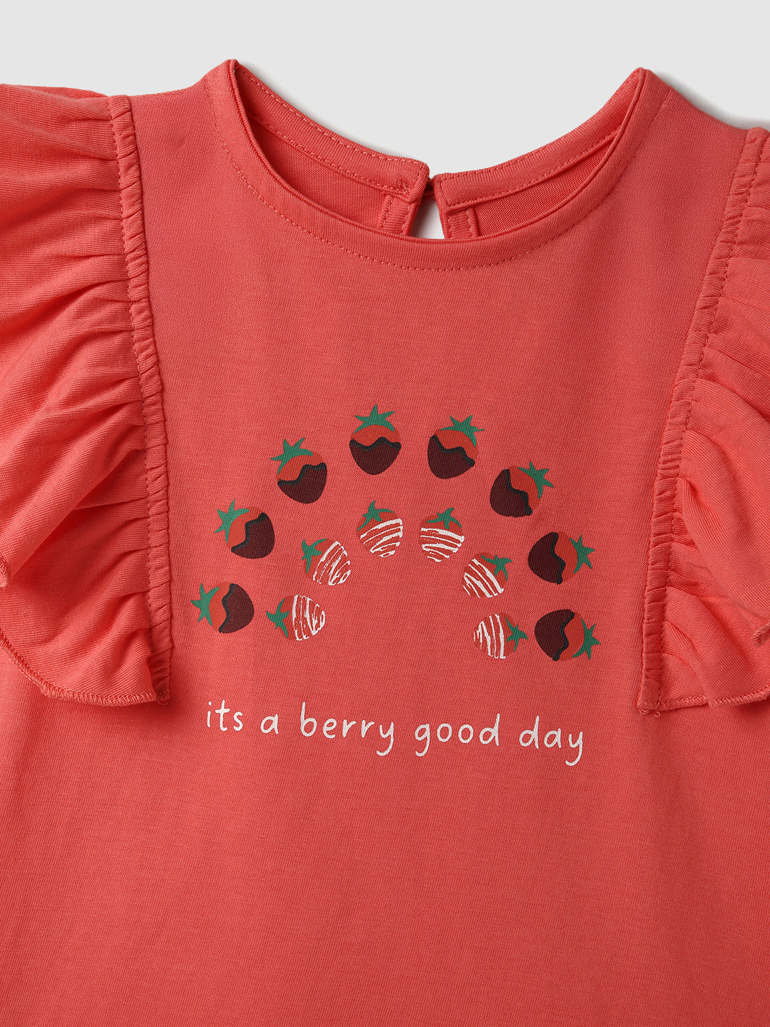 Nautinati Pack of 2 White & Red Printed Tops for Girls