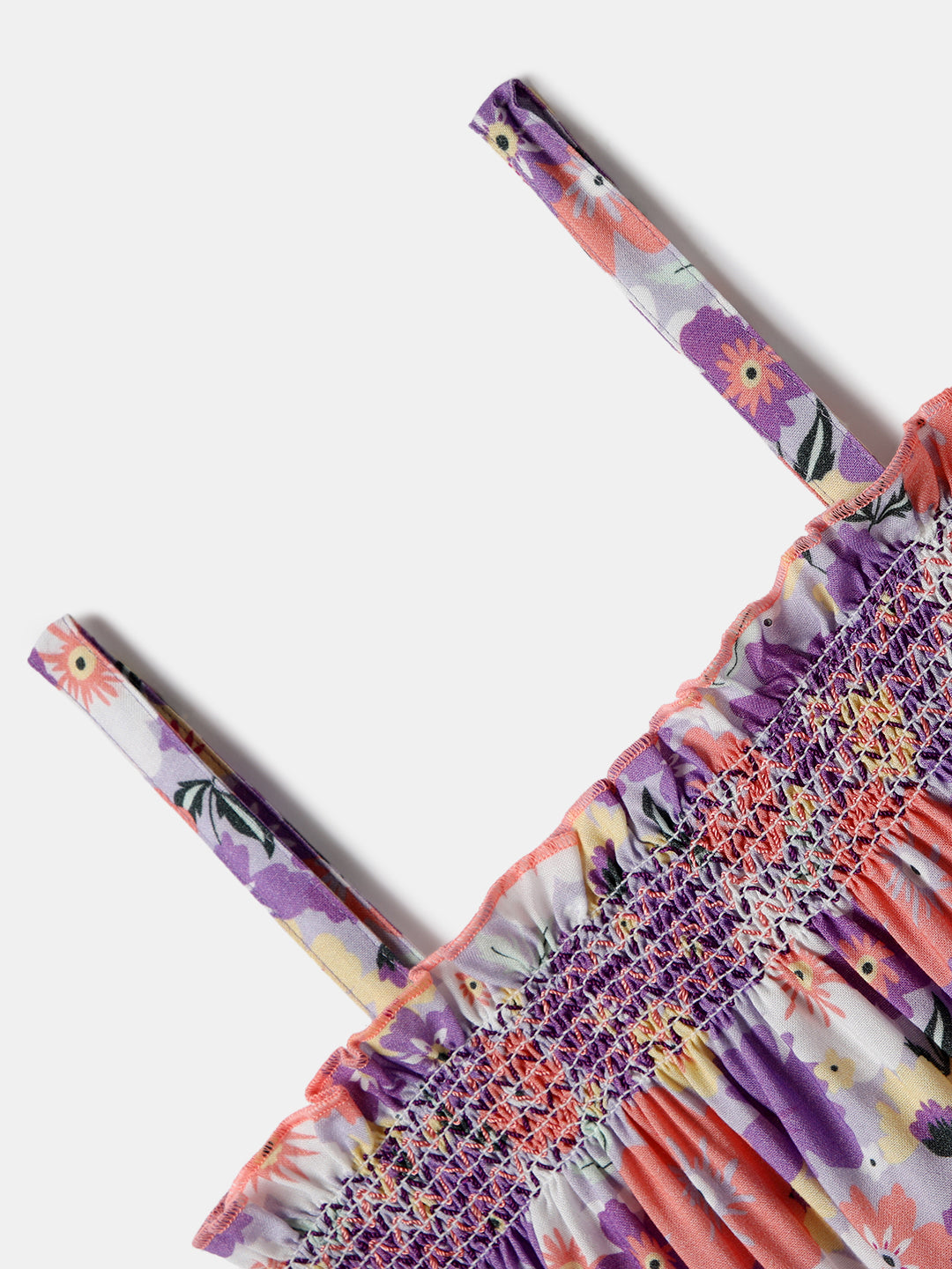 Nautinati Purple Printed Top and Shorts Set for Girls