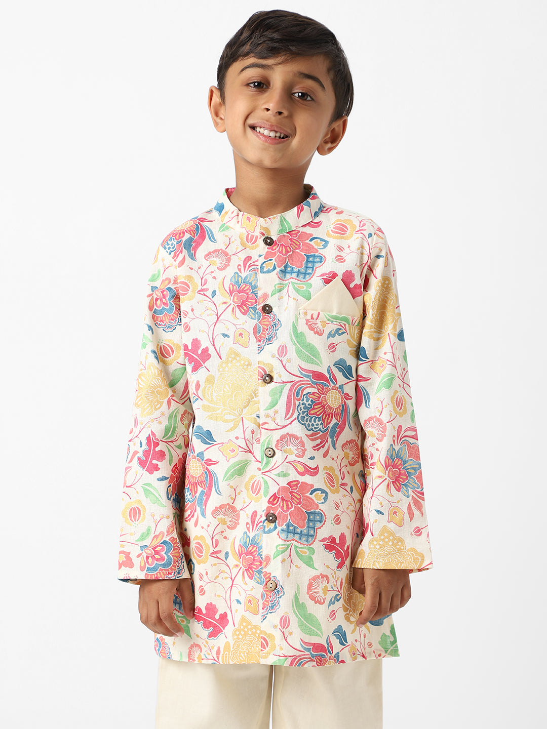 Nautinati Boys' Floral All-over Print Kurta Set