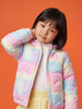 Nautinati Girls Regular Fit Ombre Heart Quilted Hooded Puffer Jacket Front Zip