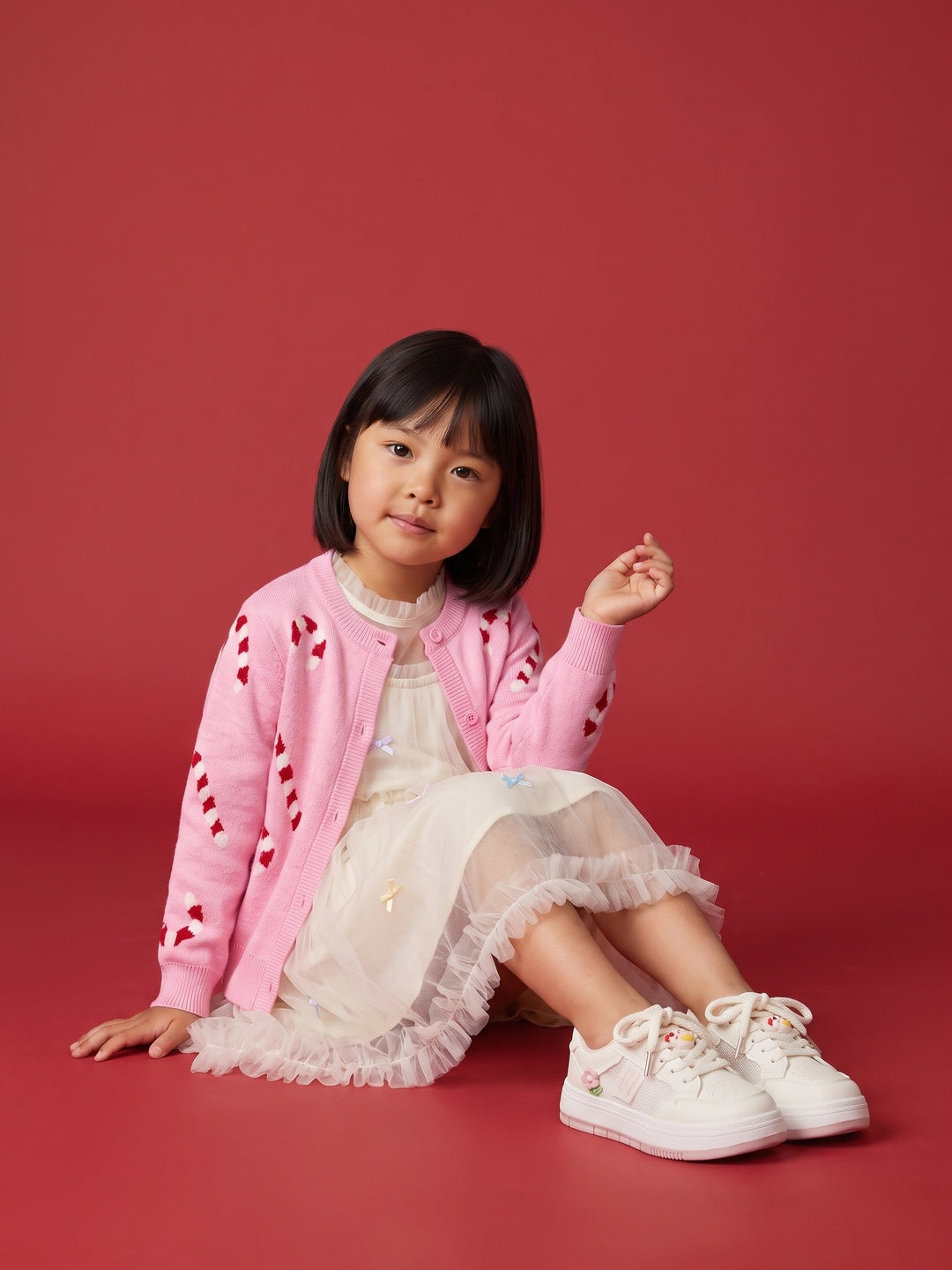 Nautinati Girls Relaxed Fit Christmas Candy Cane Knit Sweater