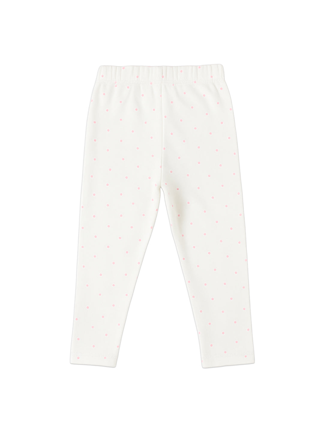 Nautinati Baby Pink Minnie Mouse Printed Top And White Polka Dot Leggings For Girls