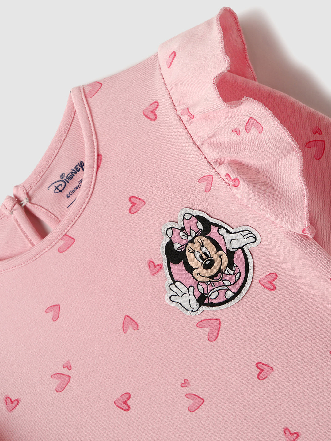 Nautinati Infant Girls’ Cotton Minnie Mouse and Heart Print Top and Solid Pants