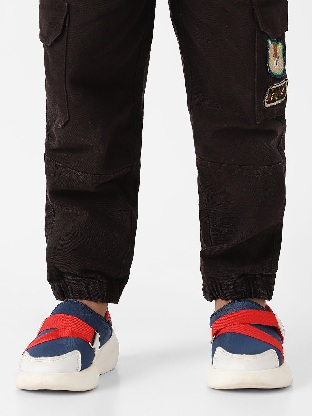 Nautinati Boys' Bear Patch Denim Cargo Style Joggers