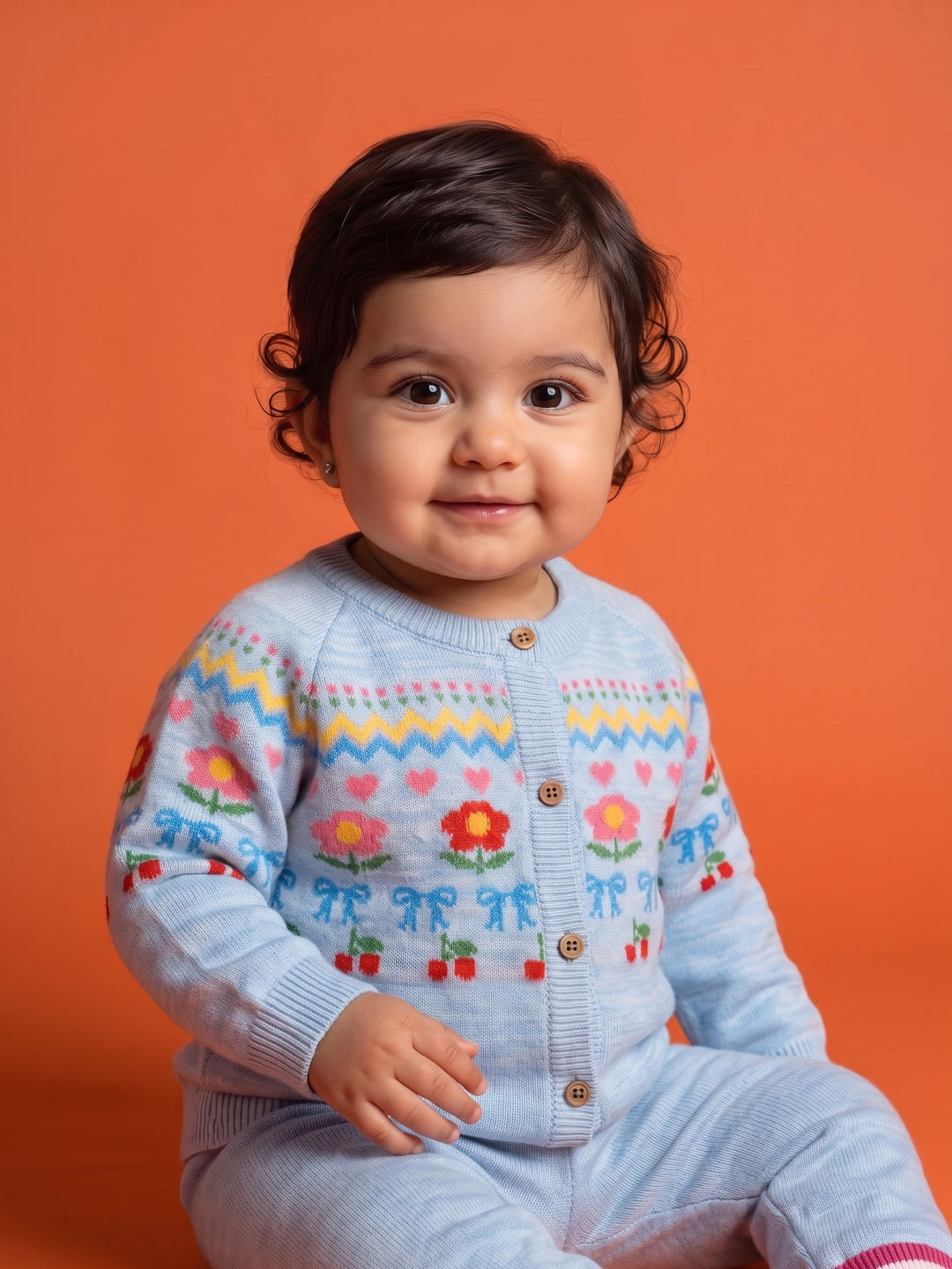 Nautinati Baby Girls Floral Knit Sweater & Jogger Set