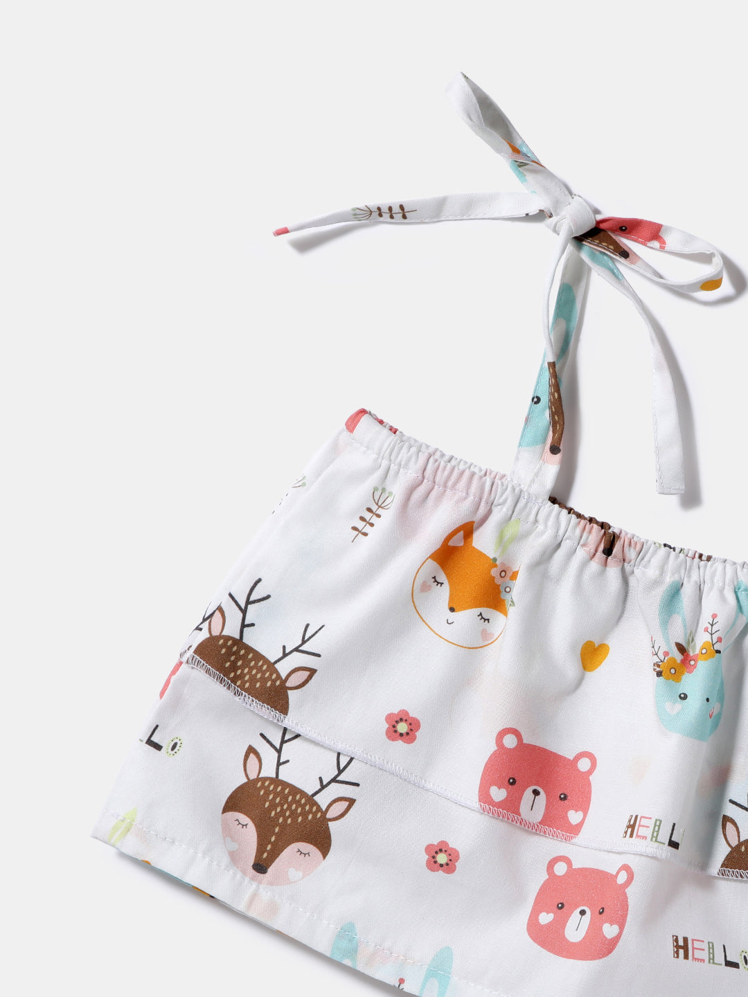 Nautinati Girls' Poplin Cotton Printed Top and Shorts Set |  Age 0 - 2 Years