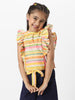 Nautinati Girls' Combo Set of Striped Sleeveless Top with Matching Belt and Solid Shorts