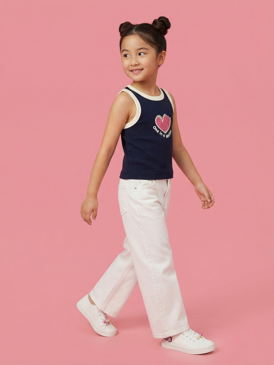 Nautinati Girls' Ribbed 100% Cotton Graphic Printed Tank Top