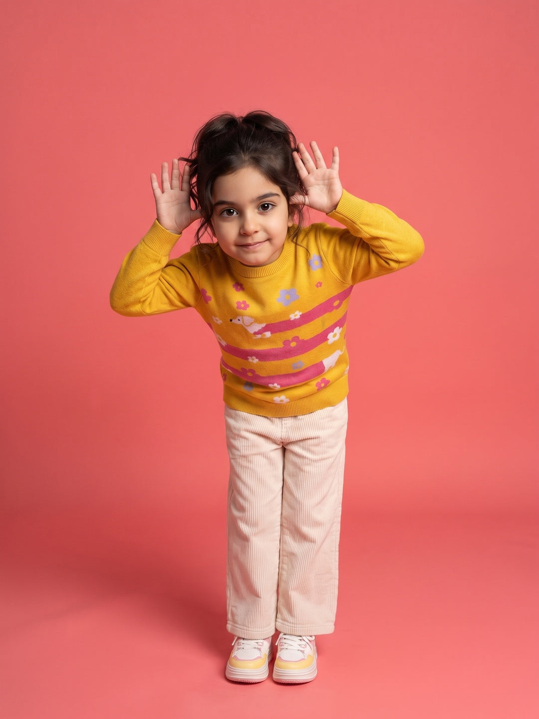 Nautinati Girls Relaxed Fit Dachshund Fuzzy Sweater, Age 2-10 Years