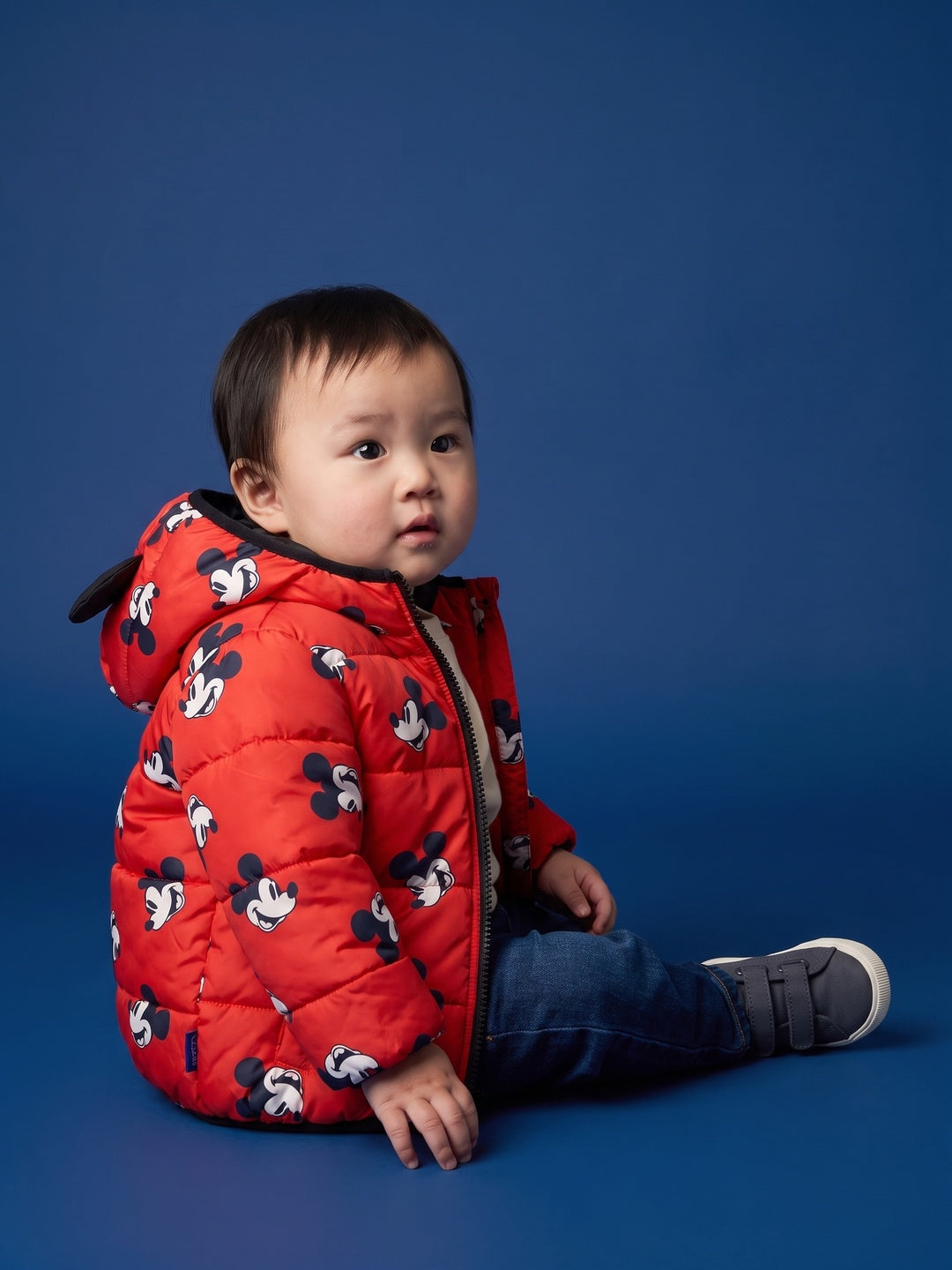 Nautinati Baby Boys Disney Mickey Mouse Hooded Printed Puffer Jacket with Front Zip
