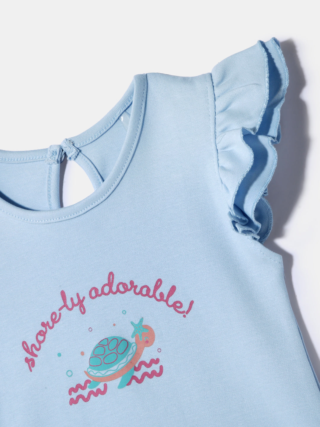 Nautinati Girls' 100% Cotton Printed Tops | Pack of 2 | Age 0 - 2 Years