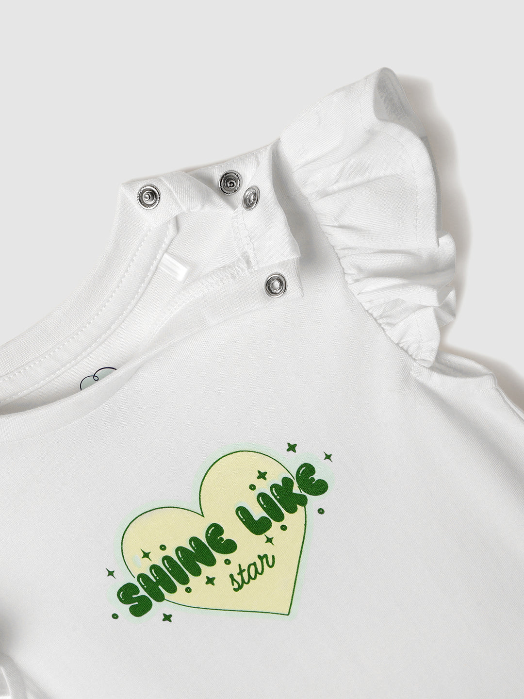 Nautinati Oraganza Green Bow Skirt With White Top Set for Girls