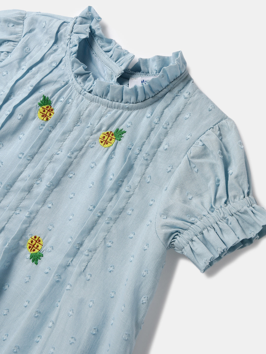 Nautinati Embroidered Blue Top and White Shorts Set for Girls