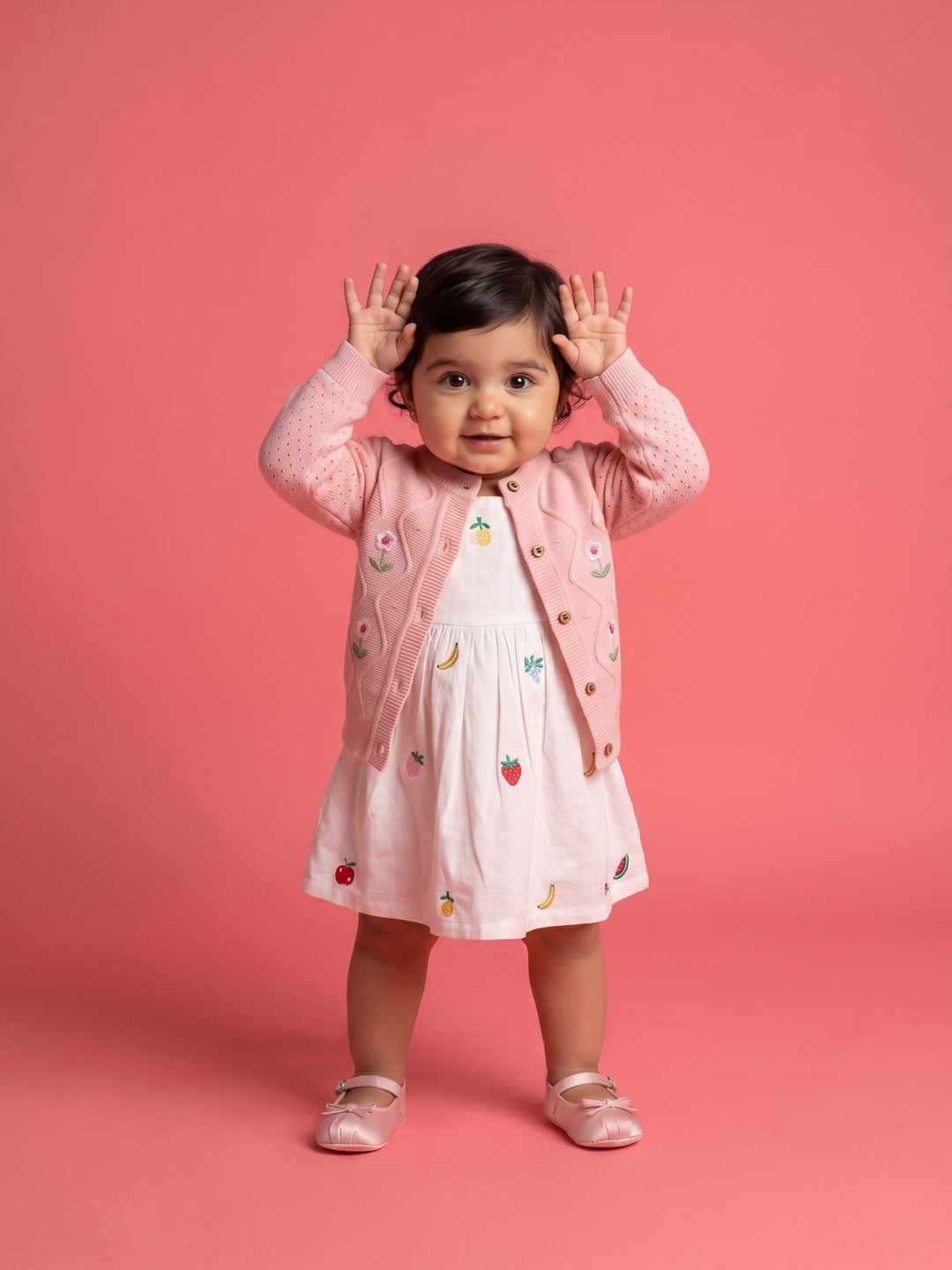 Nautinati Baby Girls Floral Knit Sweater, Age 3 Months -2 Years