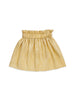 Nautinati White Embroidered Top And Gold Pleated Foil Skirt Set For Girls