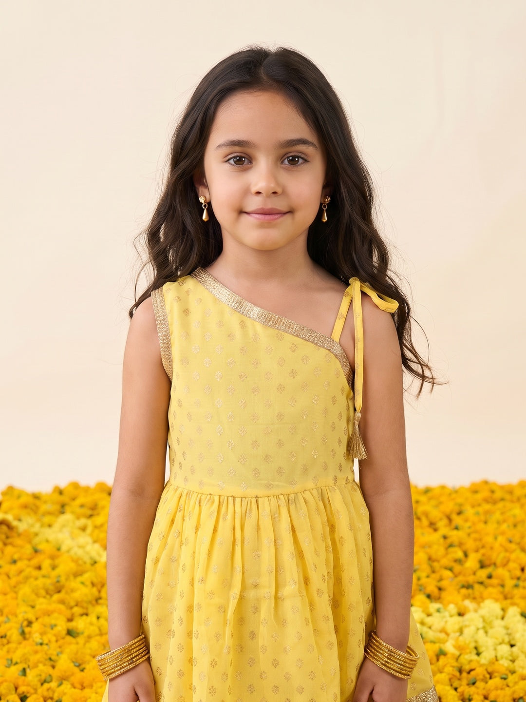 Nautinati Girls Foil Print Kurta with Palazzo Set, 2-10Y