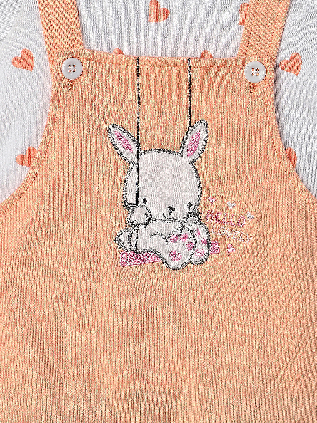 Nautinati Infants Embroidered Cotton Dungaree with Printed T-shirt