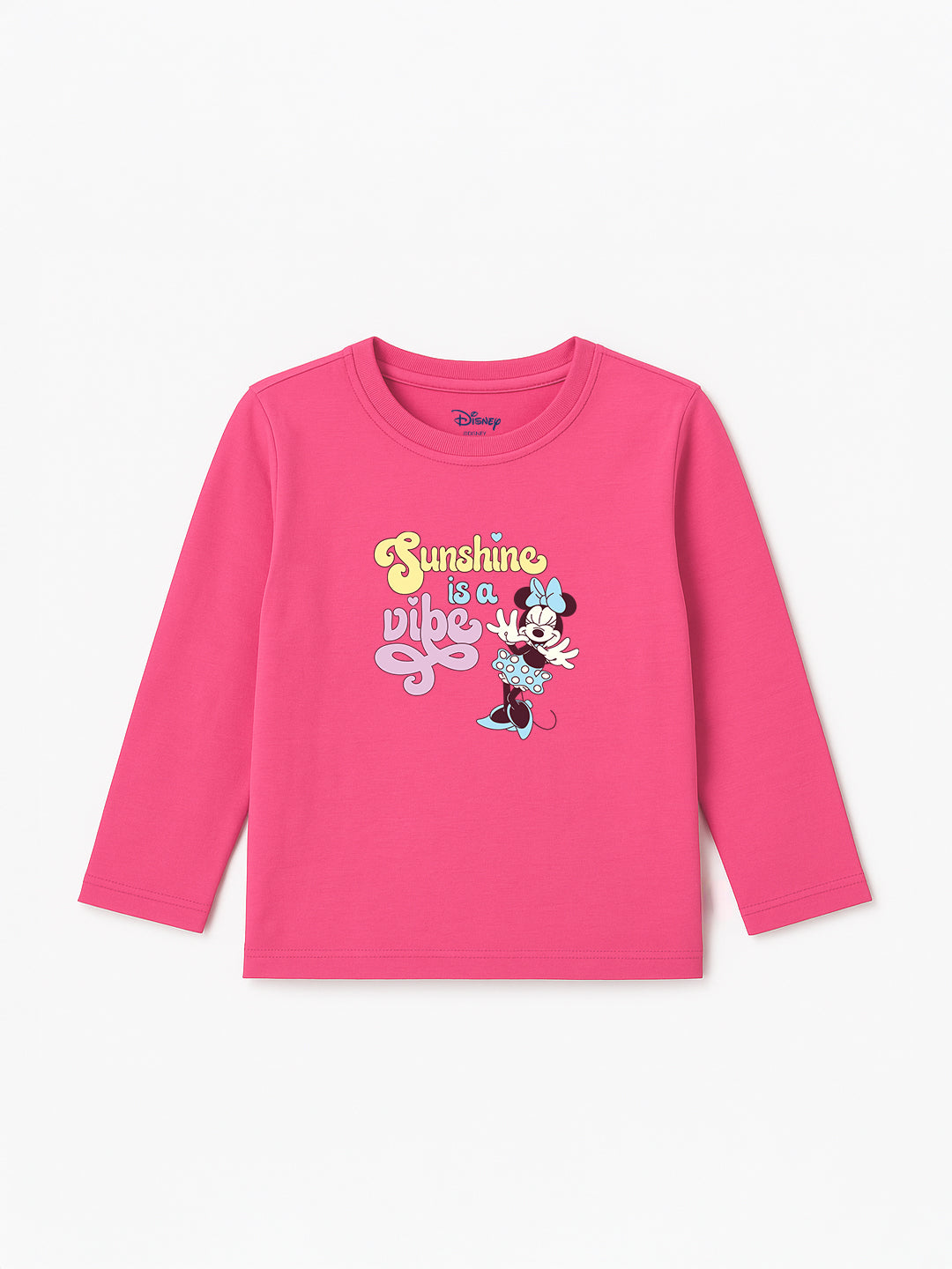 Nautinati Pack of 2 Pink and Orange Minnie Mouse Print T-shirts for Girls