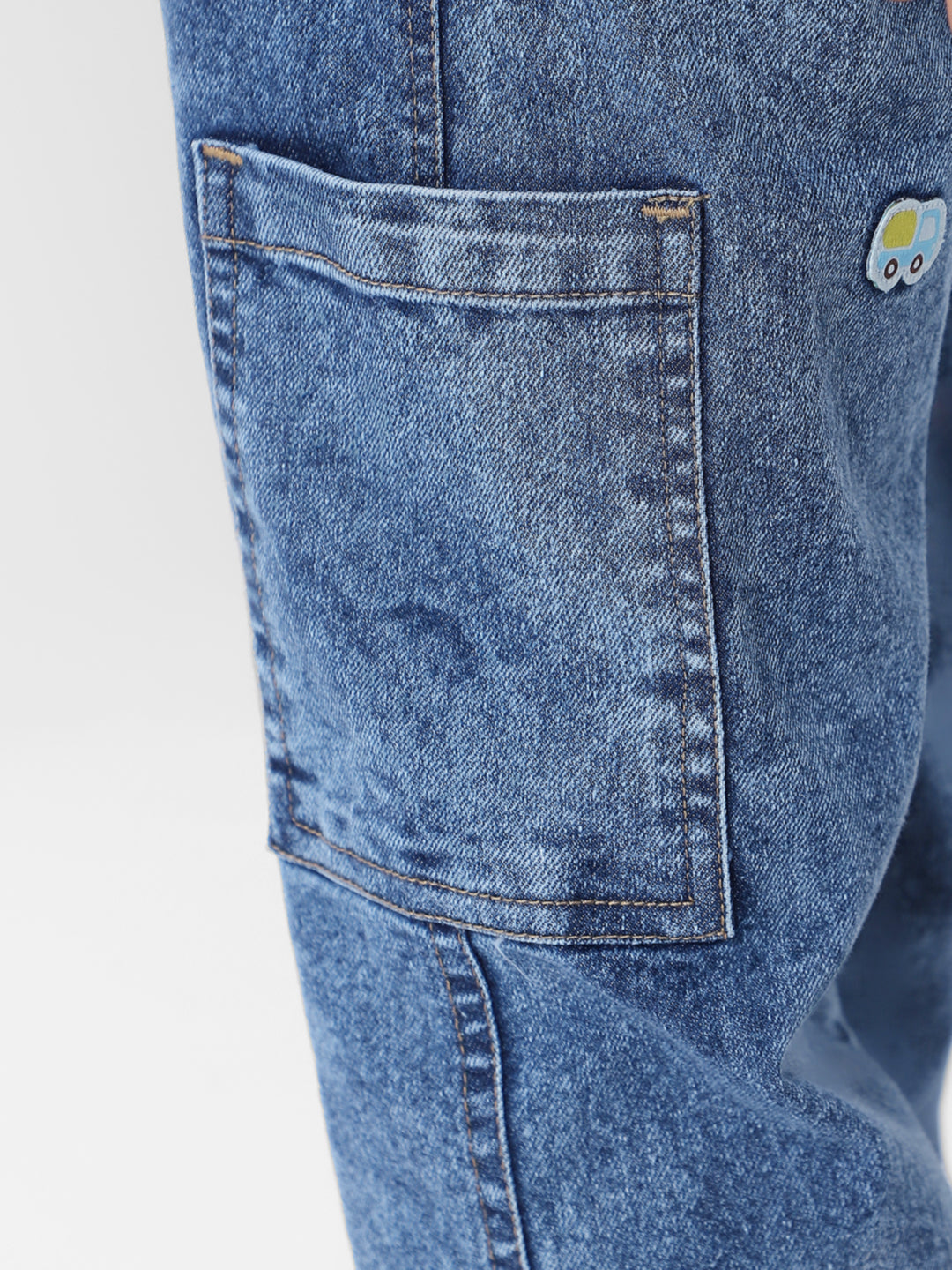 Nautinati Boys' Cotton Denim Cargo Jeans with Badge Detailing