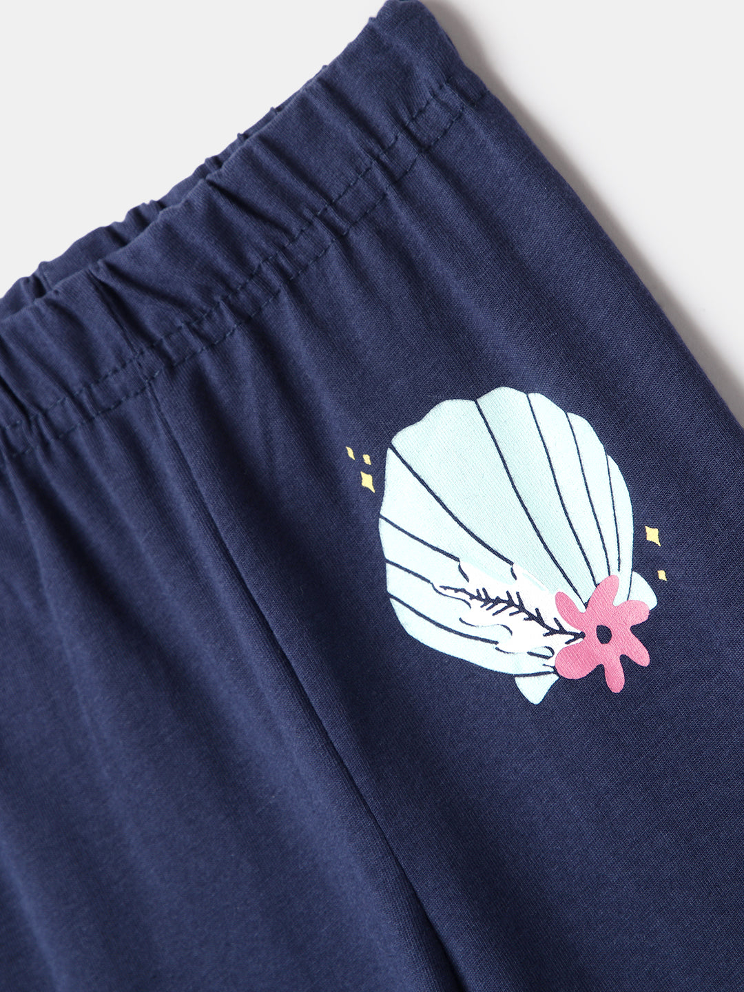 Nautinati Pack of 2 Yellow Striped and White Printed Leggings for Girls