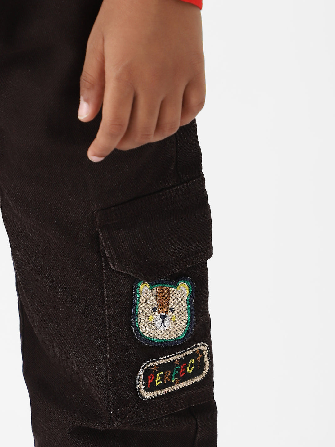 Nautinati Boys' Bear Patch Denim Cargo Style Joggers