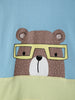 Nautinati Blue Colourblocked and Bear Print  T-shirt and Shorts Set With Bucket Hat for Boys