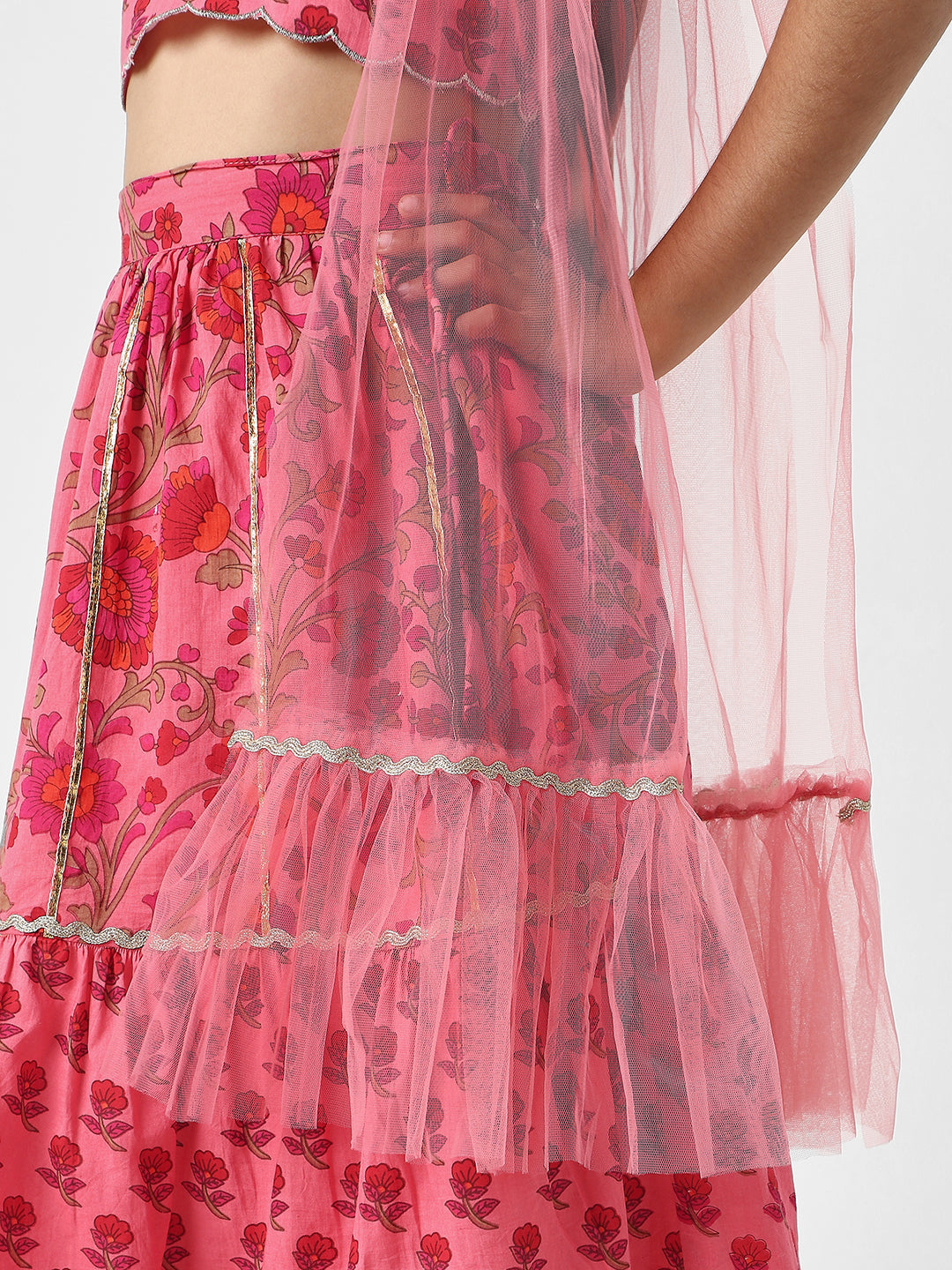 Nautinati Girls’ Choli and Ghagra Set with Dupatta | Cotton Lehenga Set for Girls | Party Wear Set for Girls