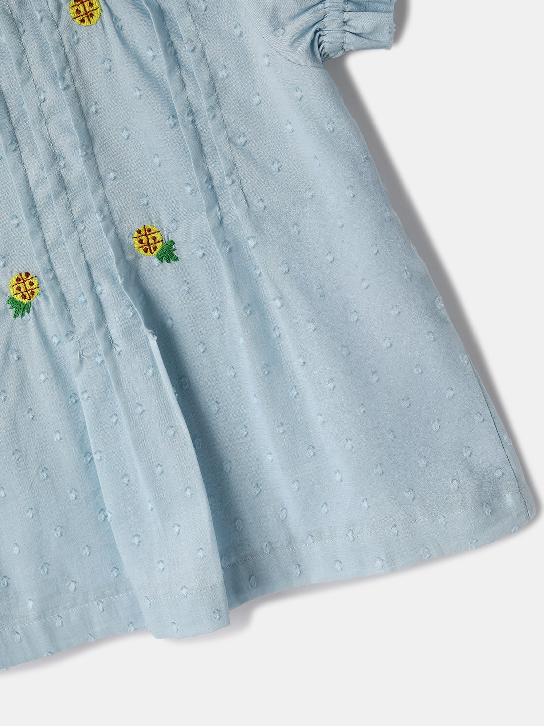 Nautinati Embroidered Blue Top and White Shorts Set for Girls