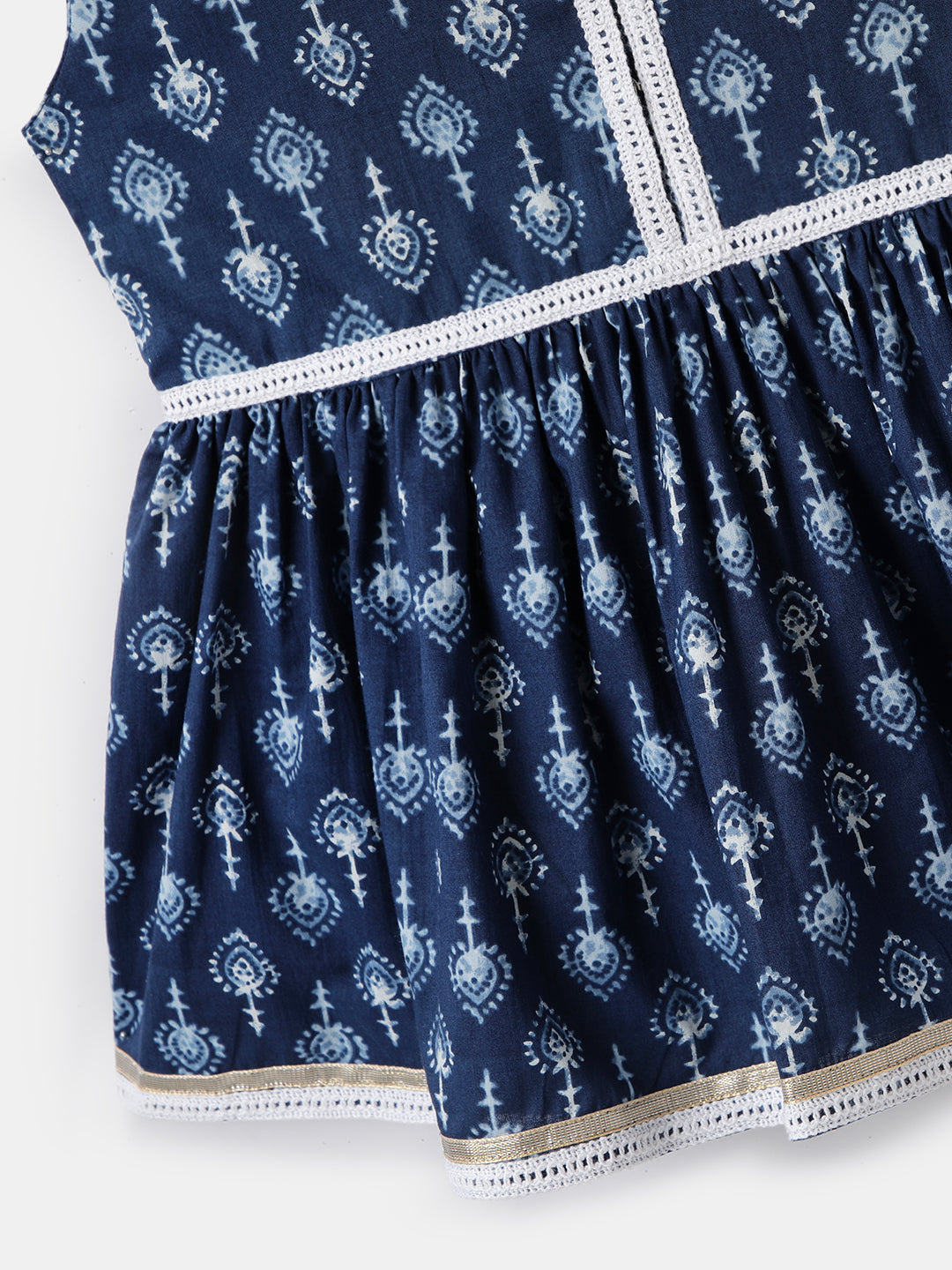 Nautinati Blue & White Festive Ethnic Set For Girls – Cotton Comfort & Style