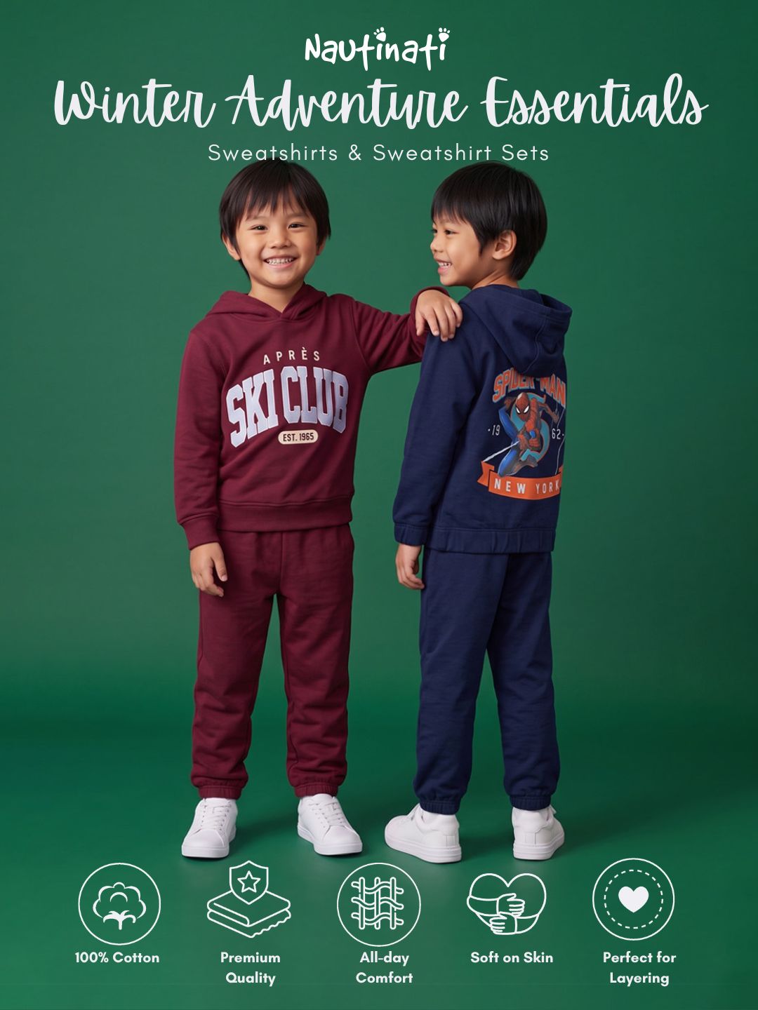 Nautinati Boys Marvel Spider-Man Oversized Varsity Hoodie and Jogger Set