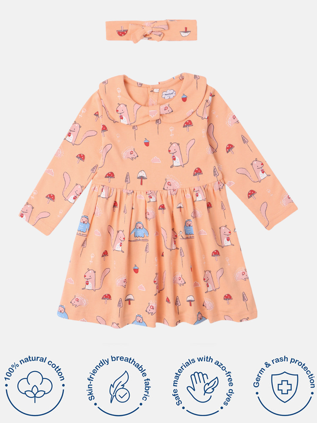 Nautinati Infantsâ€™ Cotton All Over Graphic Print Dress with Matching Headband