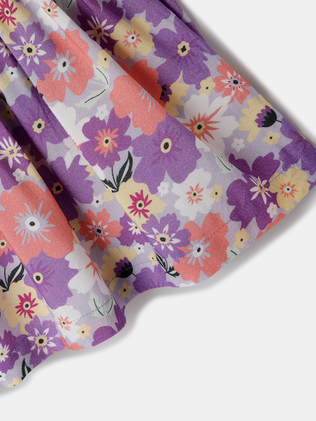 Nautinati Purple Printed Top and Shorts Set for Girls