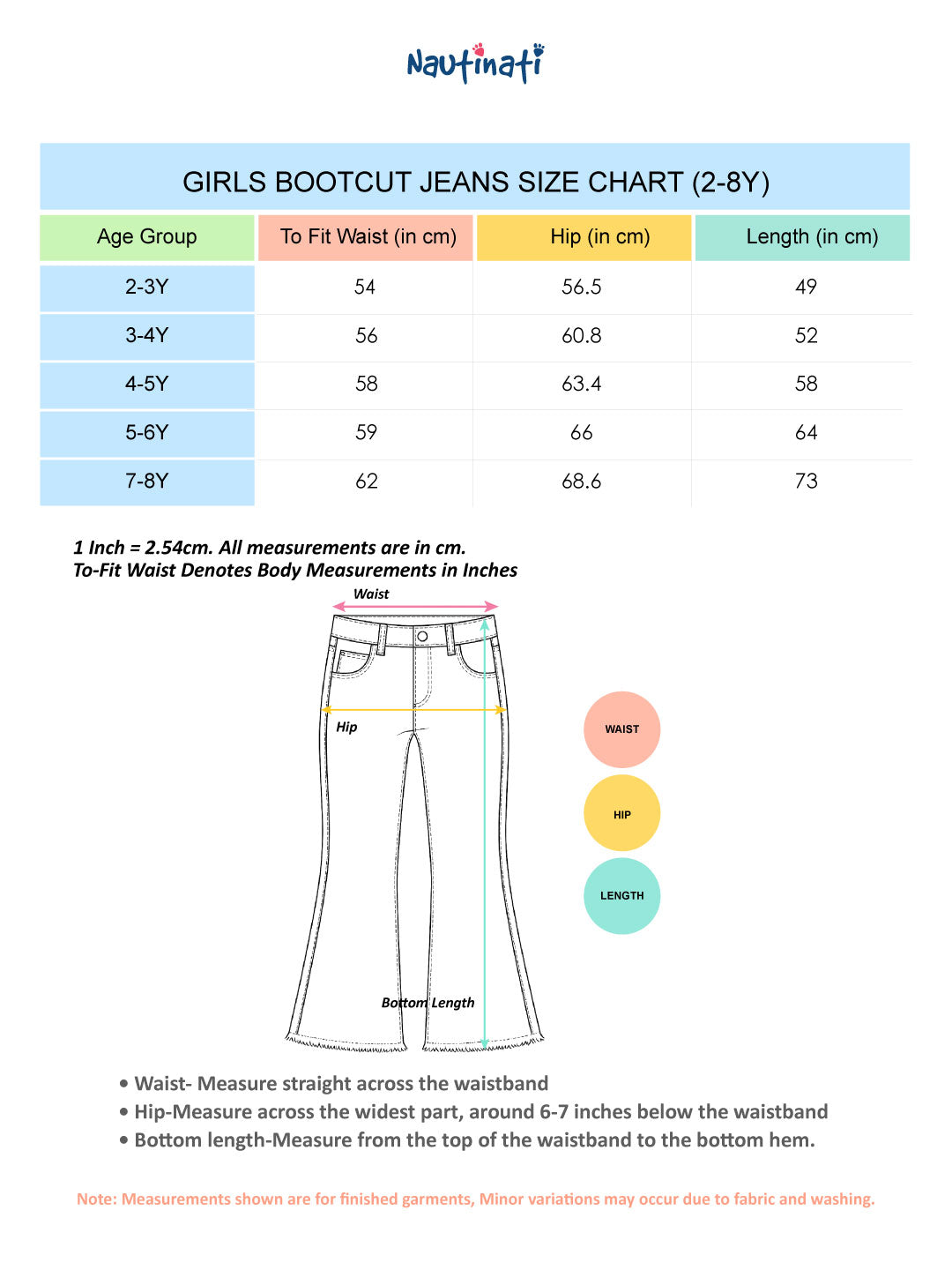 Nautinati  Girls' 100% Cotton Stretchable Bootcut  Dark Wash Essentials Jeans