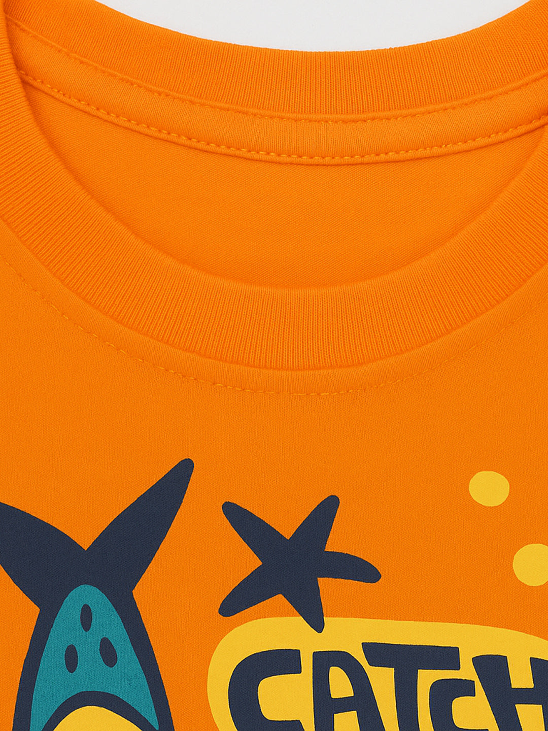 Nautinati Orange & Blue Cotton T-Shirt With Denim Shorts Set For Boys