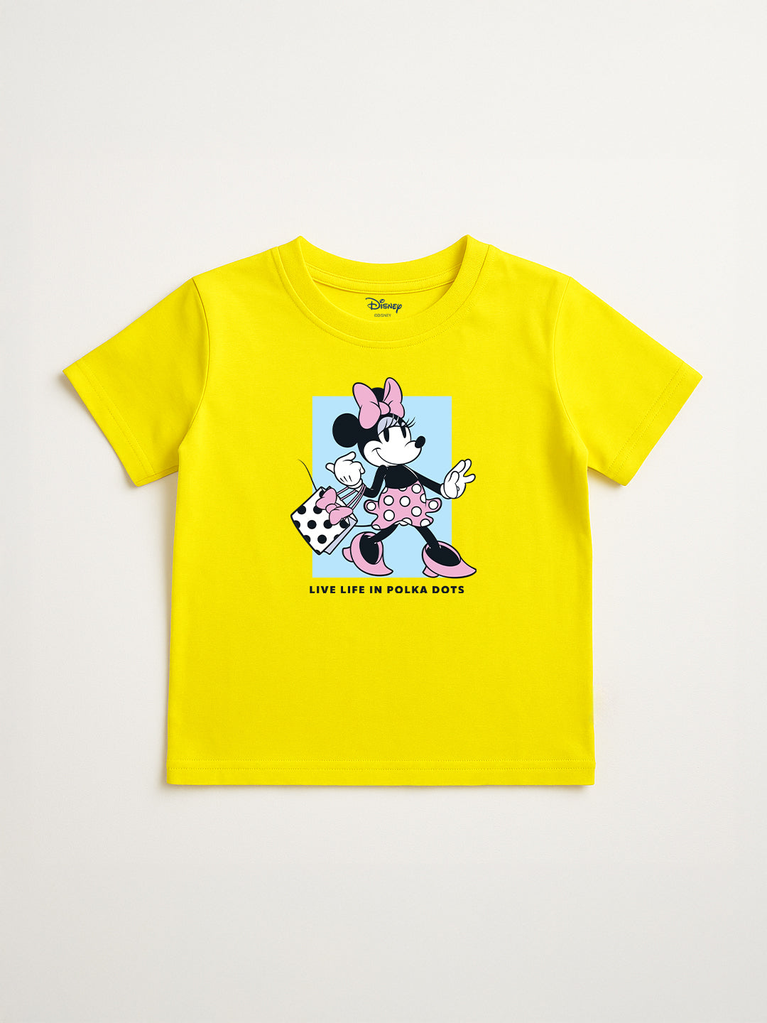Nautinati Pack of 2 Pink and Yellow Minnie Mouse Print T-shirts for Girls