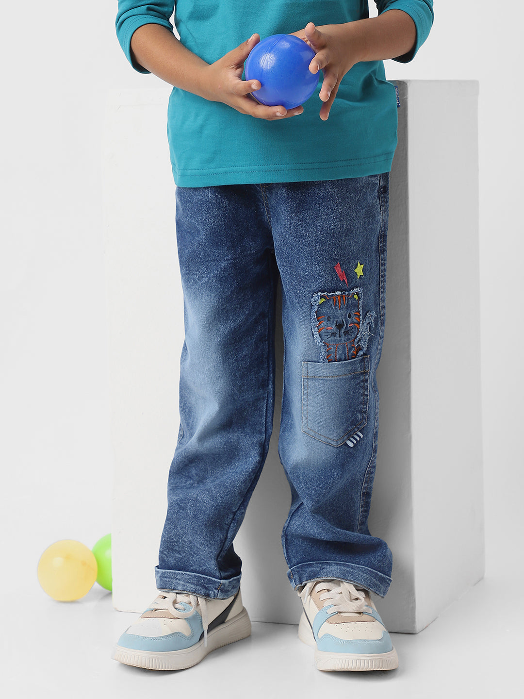 Nautinati Boys Patch Pocket with Cat Denim Jeans