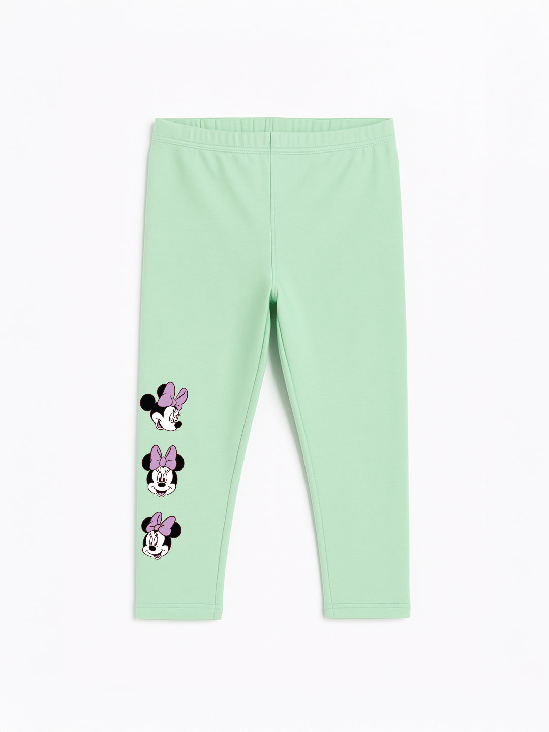 Nautinati Pack of 3 Purple, Green, and Blue Minnie Mouse Print Leggings for Girls