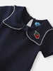 Nautinati Girls’ Blue Pique Cotton Applique Dress