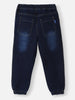 Nautinati Boys' Cotton Denim Vehicle Embroidered Jogger Jeans