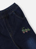 Nautinati Boys' Cotton Denim Vehicle Embroidered Jogger Jeans