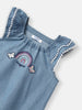Nautinati Girls' Denim Cotton Rainbow Embroidered Bodysuit