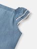 Nautinati Girls' Denim Cotton Rainbow Embroidered Bodysuit