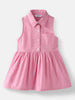 Nautinati Girls' Cotton Minnie Embroidery Collared Shirt Dress