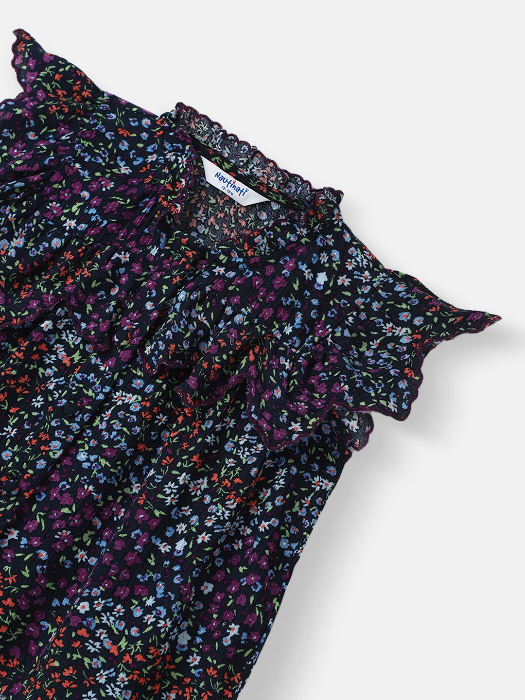 Nautinati Girls' Floral Print Round-neck Top and Shorts Set