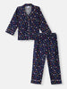 Nautinati Boys' Star Print Collar Neck Shirt and Matching Pants Nightsuit