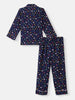 Nautinati Boys' Star Print Collar Neck Shirt and Matching Pants Nightsuit
