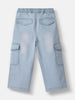 Nautinati Boys' Cotton Denim Faded Cargo Jeans